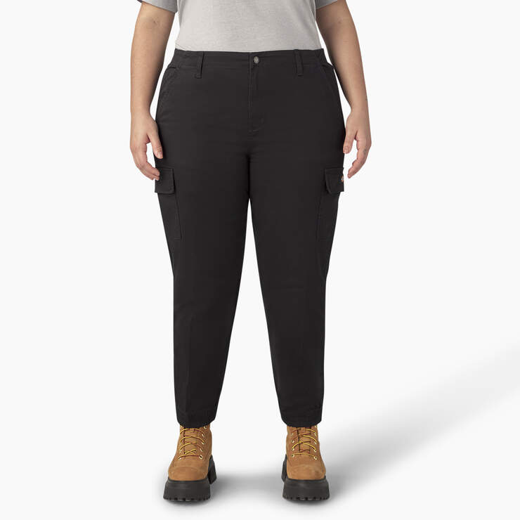 Women's Plus High Rise Fit Cargo Pants - Black (BKX) image number 1