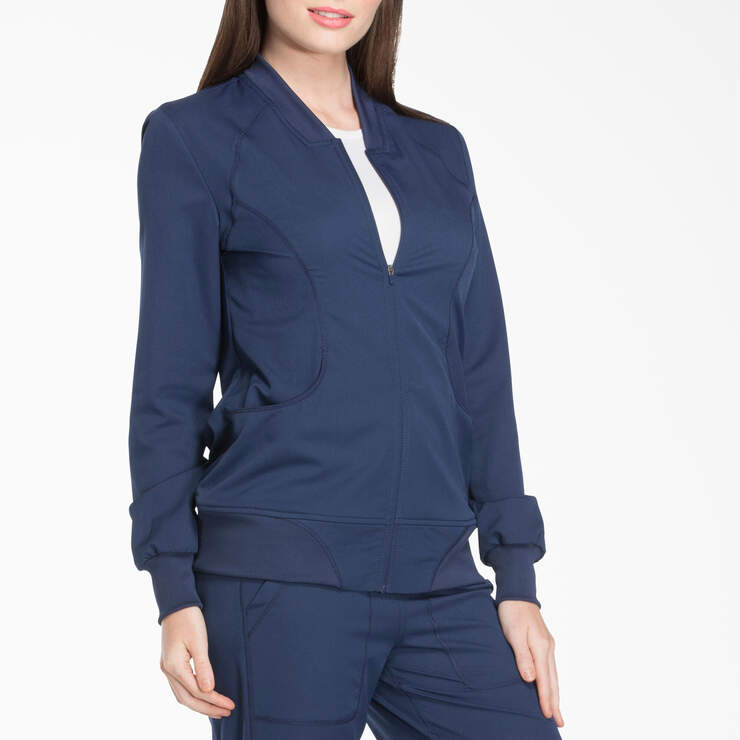 Women's Dynamix Zip Front Scrub Jacket - Navy Blue (NVY) image number 4