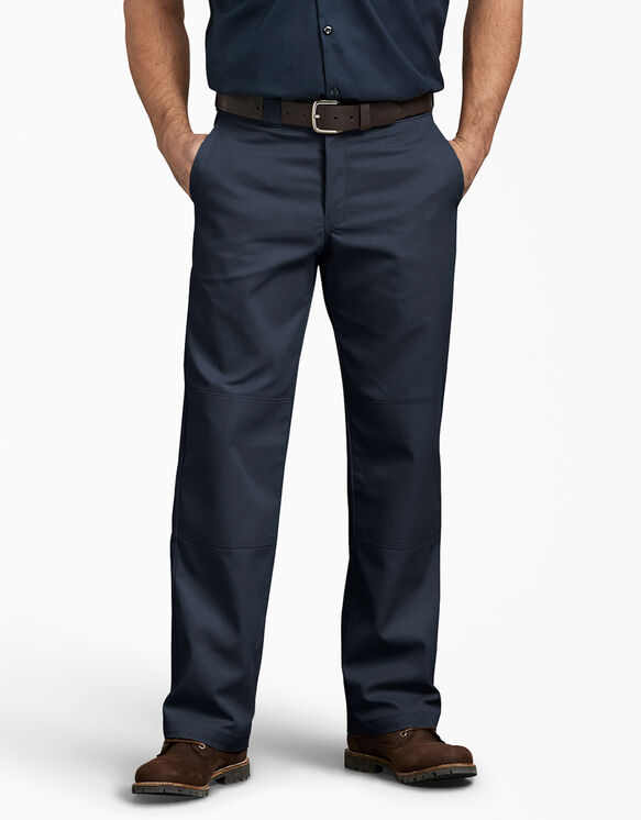 Relaxed Fit Straight Leg Double Knee Work Pants - Dark Navy &#40;DN&#41;