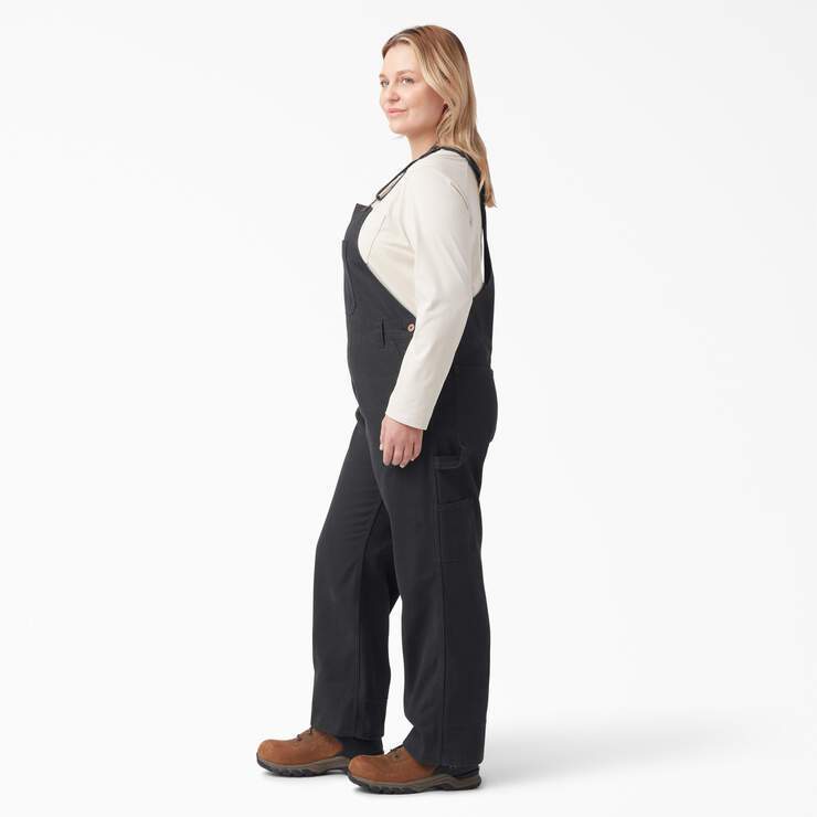 Women's Plus Relaxed Fit Bib Overalls - Rinsed Black (RBK) image number 3