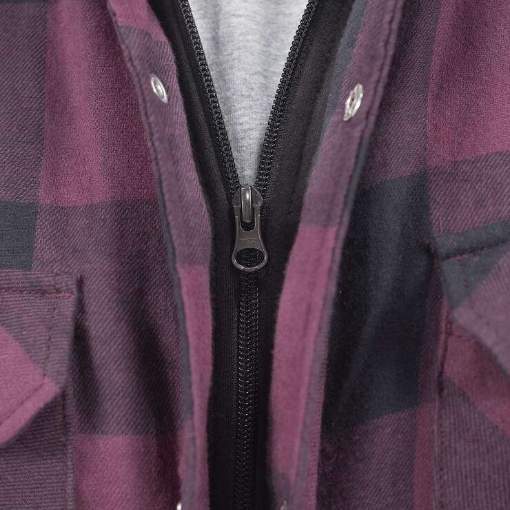 Flannel Hooded Shirt Jacket - Grape Wine Buffalo Plaid (GPN) image number 6