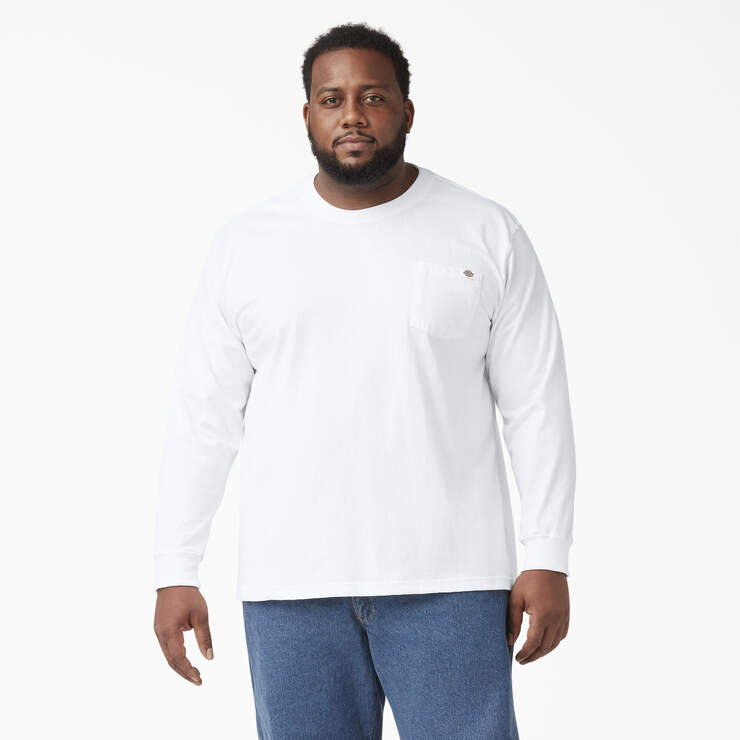 Heavyweight Long Sleeve Pocket T-Shirt - White (WH) image number 4