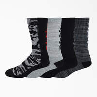 Logo Camo Crew Socks, Size 6-12, 4-Pack - Black Gray Marled (BGM)