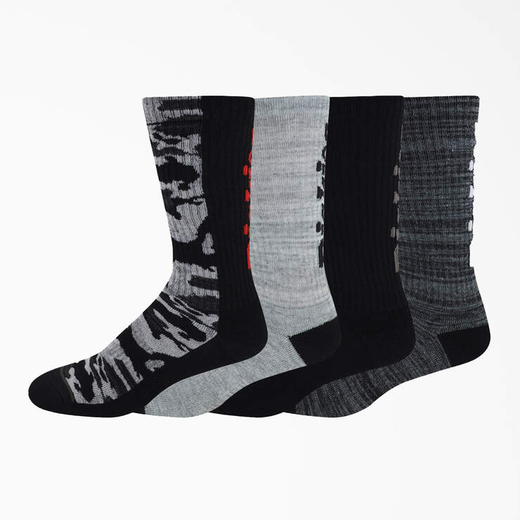 Logo Camo Crew Socks, Size 6-12, 4-Pack - Black Gray Marled (BGM) image number 1
