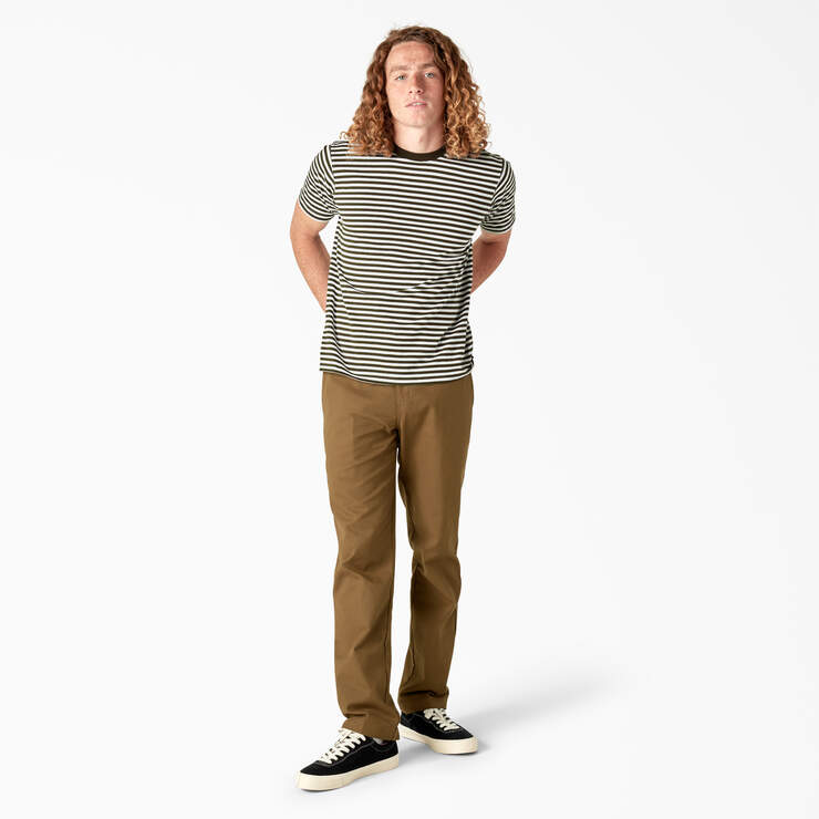 Dickies Skateboarding Striped T-Shirt - Dark Olive/White Stripe (STQ) image number 4