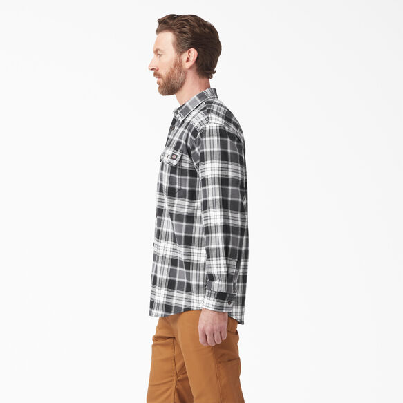 FLEX Long Sleeve Flannel Shirt - Charcoal/Black Plaid &#40;A2F&#41;