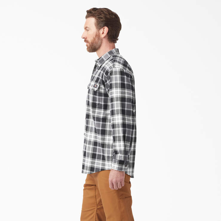 FLEX Long Sleeve Flannel Shirt - Charcoal/Black Plaid (A2F) image number 3