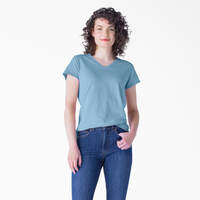 Women's Short Sleeve V-Neck T-Shirt - Dusty Blue (DL)