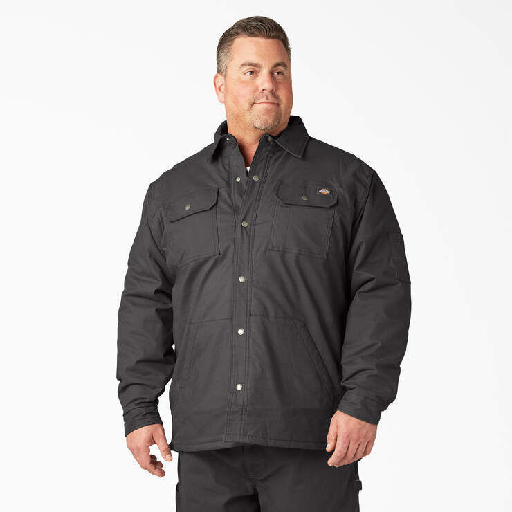 Water Repellent Fleece-Lined Duck Shirt Jacket - Slate Gray (SL) image number 5