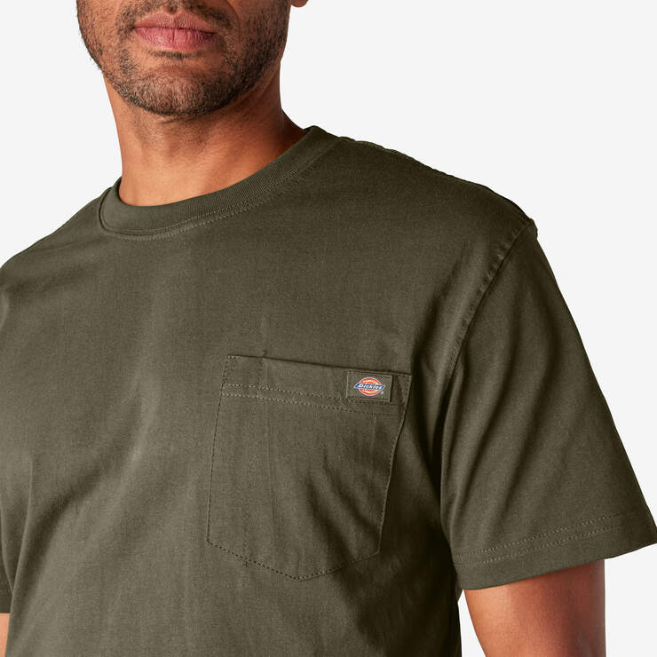 Heavyweight Short Sleeve Pocket T-Shirt - Military Green (ML) image number 13