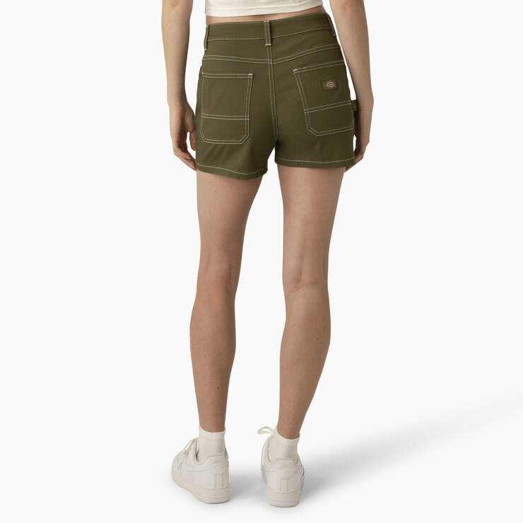 Women's Carpenter Shorts, 3" - Military Green (ML) image number 2