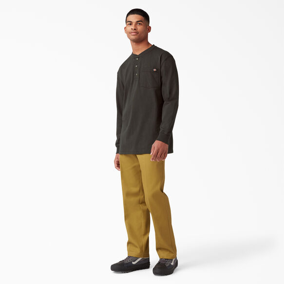 Long Sleeve Heavyweight Henley T-Shirt - Chocolate Brown &#40;CB&#41;