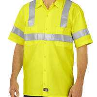 High Visibility ANSI Class 2 Short Sleeve Work Shirt - ANSI Yellow (AY)
