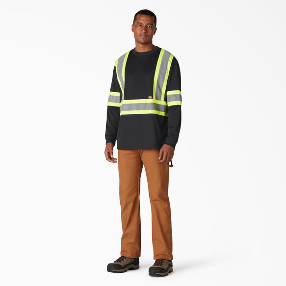 Hi Vis Safety Long Sleeve T-Shirt - Black &#40;BK&#41;