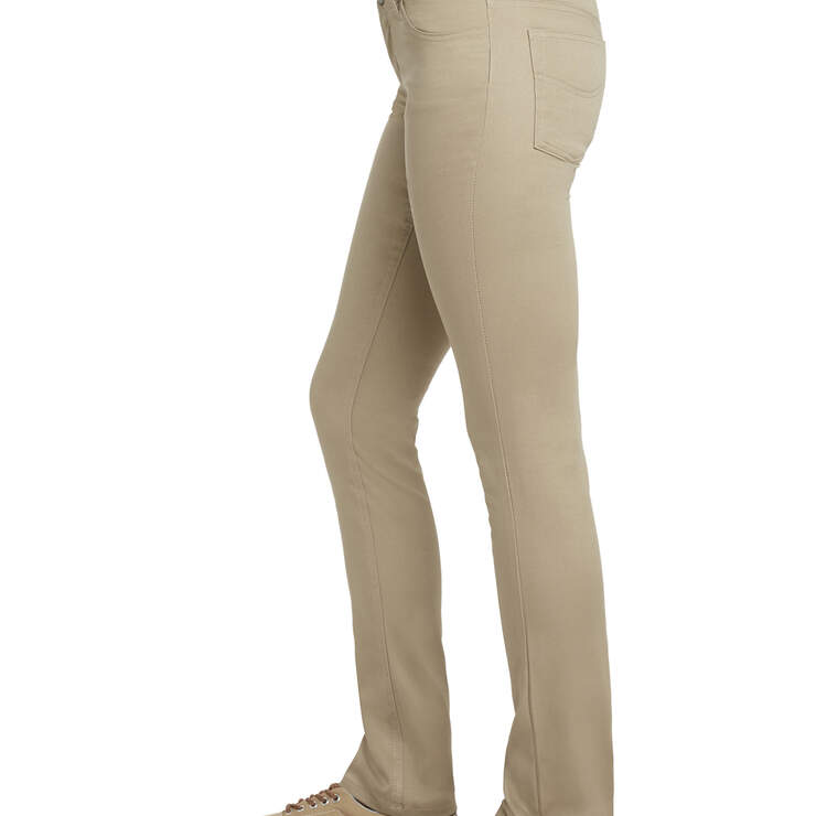 Dickies Girl Juniors' 5-Pocket Skinny Pants - Khaki (KHA) image number 3
