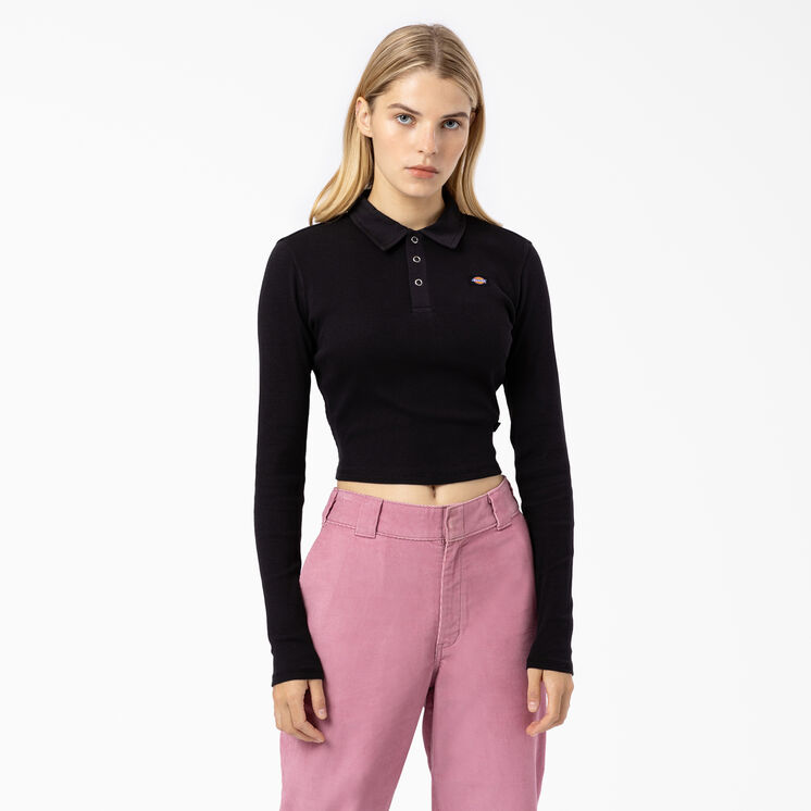 Women&#39;s Tallasee Long Sleeve Cropped Polo - Black &#40;KBK&#41;