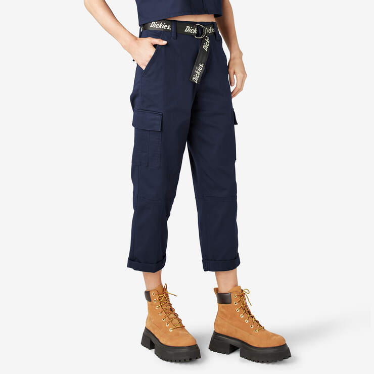 Women's Relaxed Fit Cropped Cargo Pants - Ink Navy (IK) image number 4