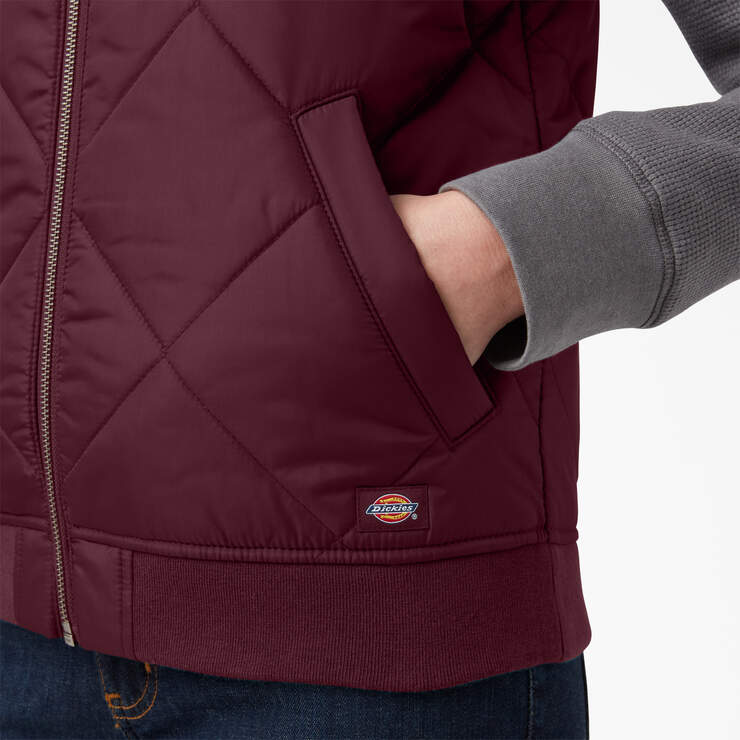 Women's Quilted Vest - Burgundy (BY) image number 5