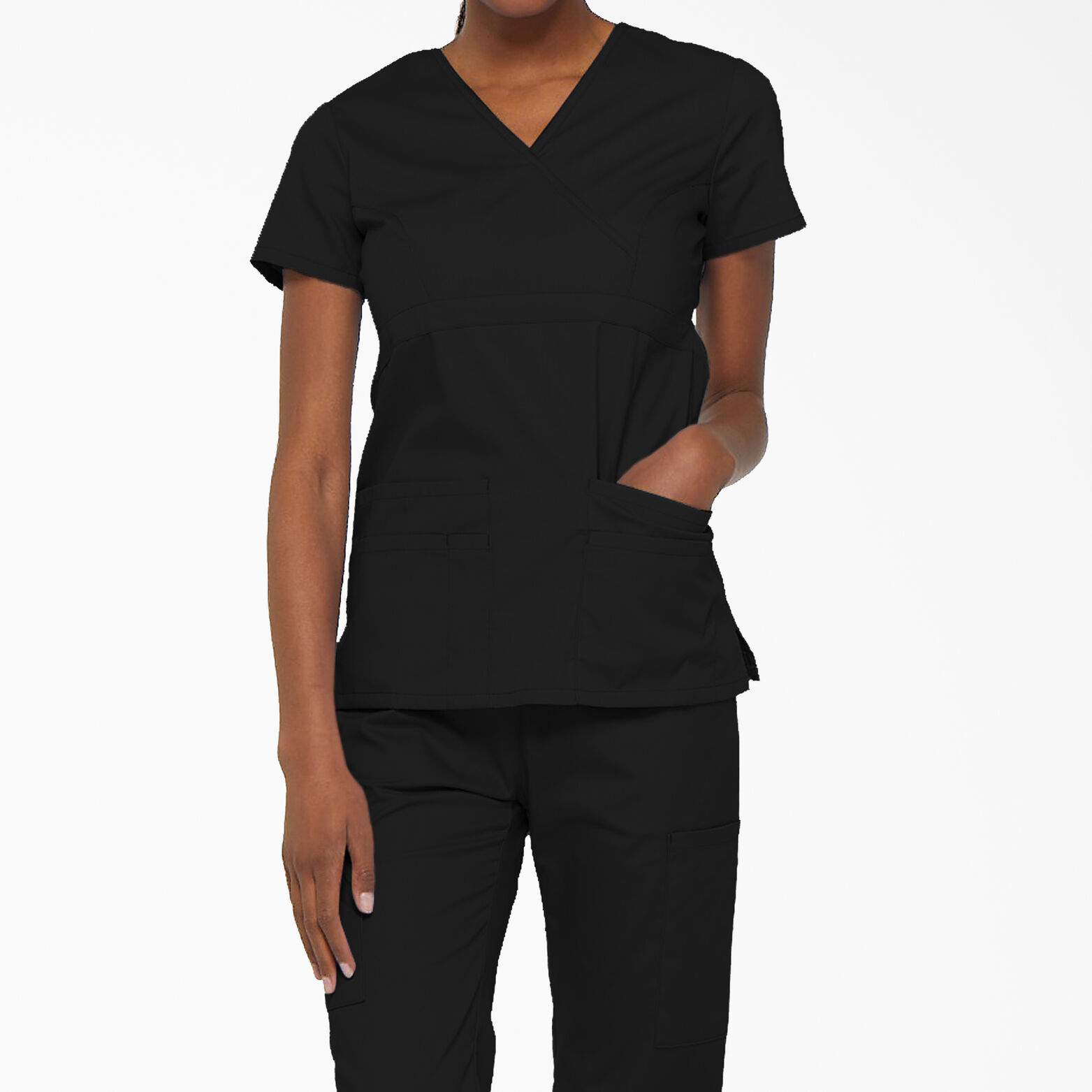 Download Women's EDS Signature Contemporary Fit Mock Wrap Scrub Top ...