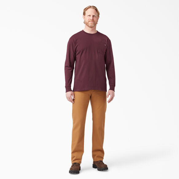 Heavyweight Long Sleeve Pocket T-Shirt - Burgundy &#40;BY&#41;