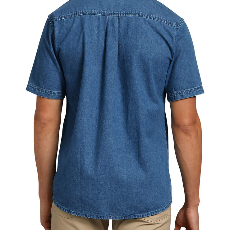 Short Sleeve Denim Shirt - Stonewashed Indigo Blue (SNB) image number 2
