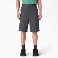 Loose Fit Flat Front Work Shorts, 13" - Charcoal Gray (CH)