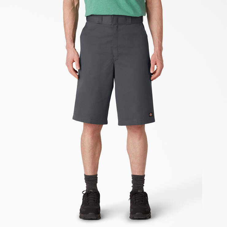 Loose Fit Flat Front Work Shorts, 13" - Charcoal Gray (CH) image number 1