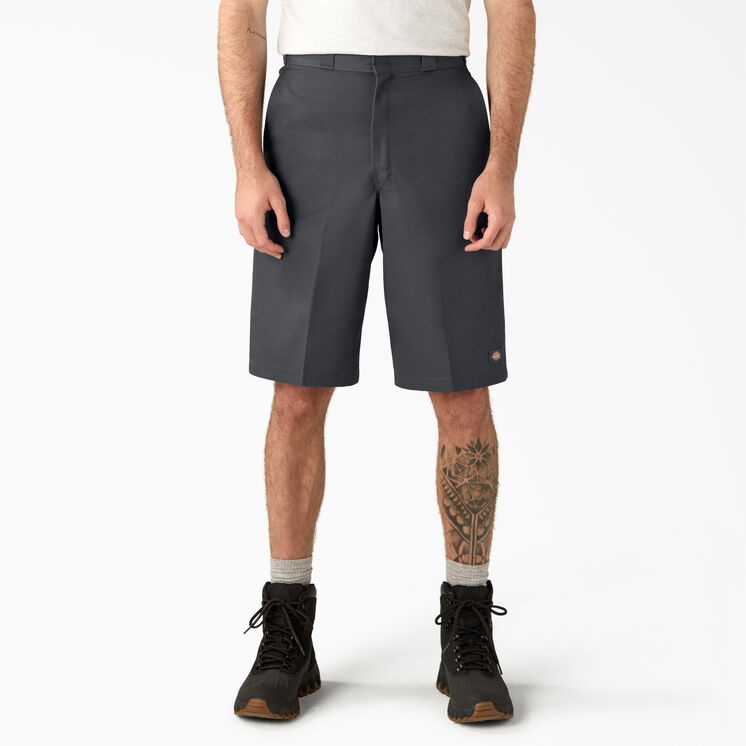 Loose Fit Flat Front Work Shorts, 13″