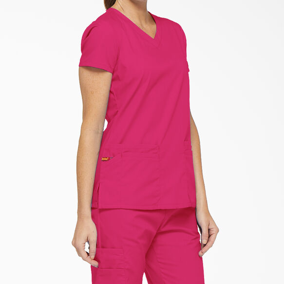 Women&#39;s EDS Signature V-Neck Scrub Top with Pen Slot - Hot Pink &#40;HPK&#41;
