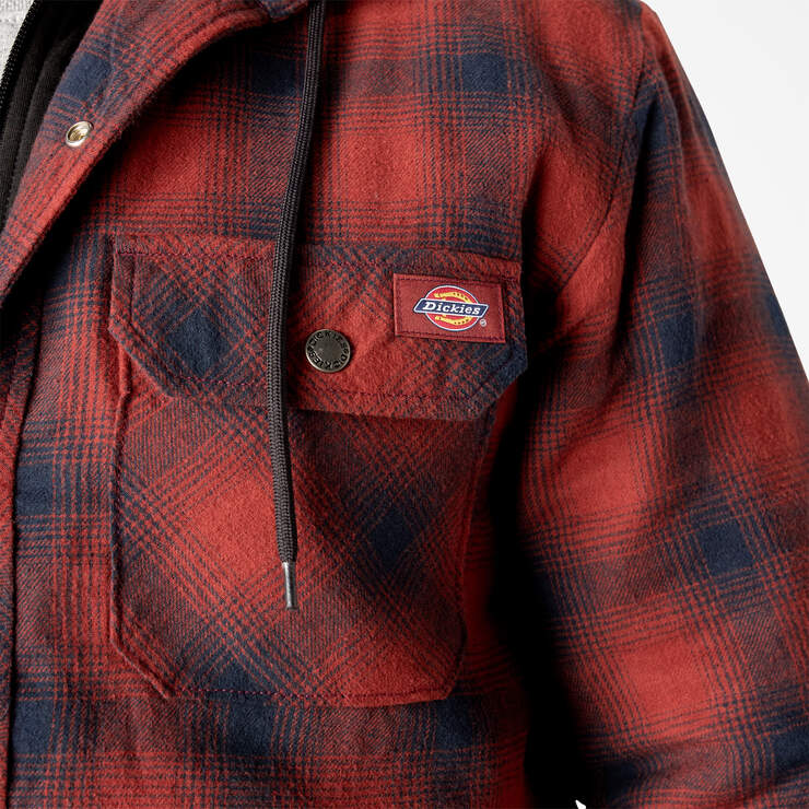 Flannel Hooded Shirt Jacket - Dark Navy/Brick Ombre (DVM) image number 5