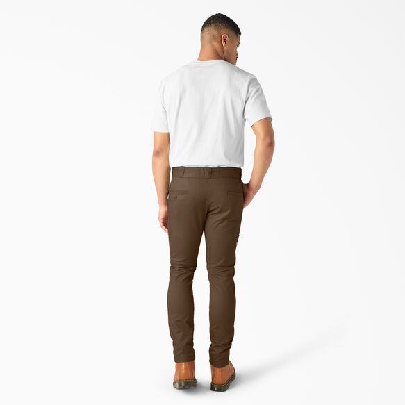 Skinny Fit Straight Leg Double Knee Work Pants - Timber Brown &#40;TB&#41;