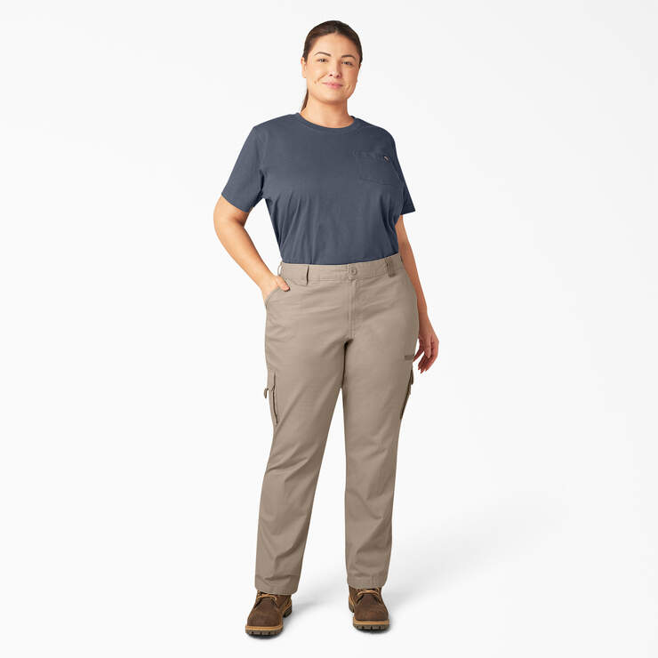 Women's Plus Relaxed Fit Cargo Pants - Rinsed Desert Sand (RDS) image number 4