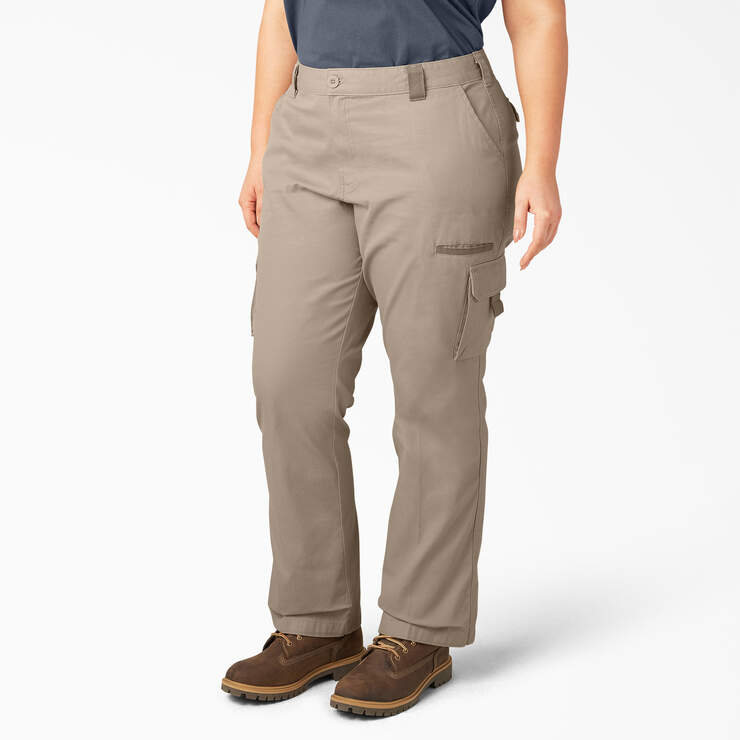 Women's Plus Relaxed Fit Cargo Pants - Rinsed Desert Sand (RDS) image number 3
