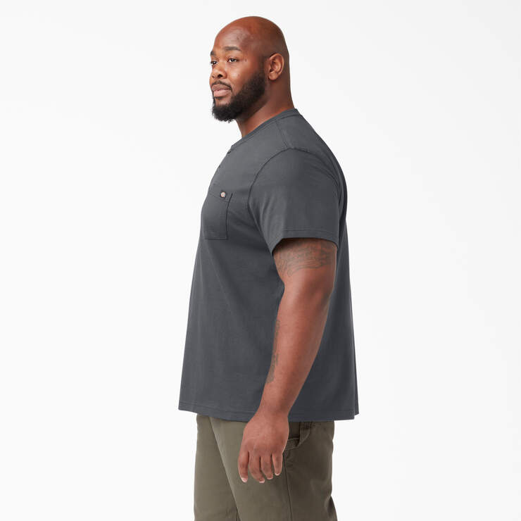 Heavyweight Short Sleeve Henley T-Shirt - Charcoal Gray (CH) image number 6