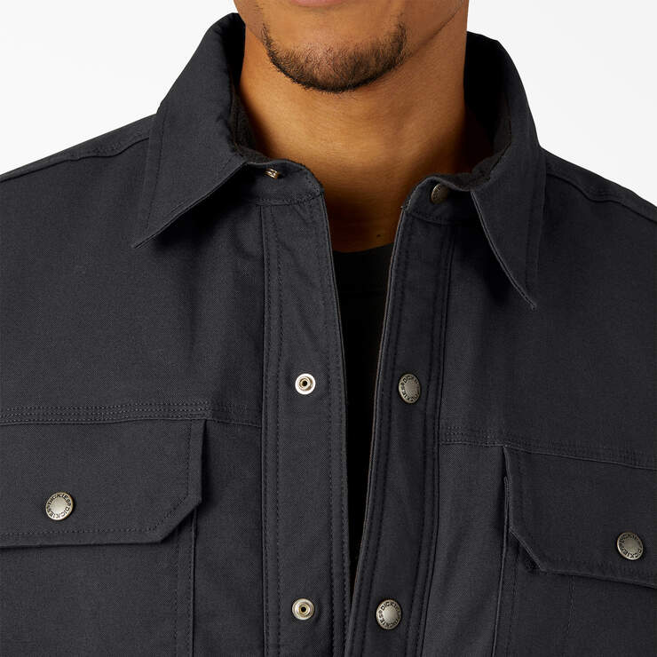 Water Repellent Fleece-Lined Duck Shirt Jacket - Black (BK) image number 5