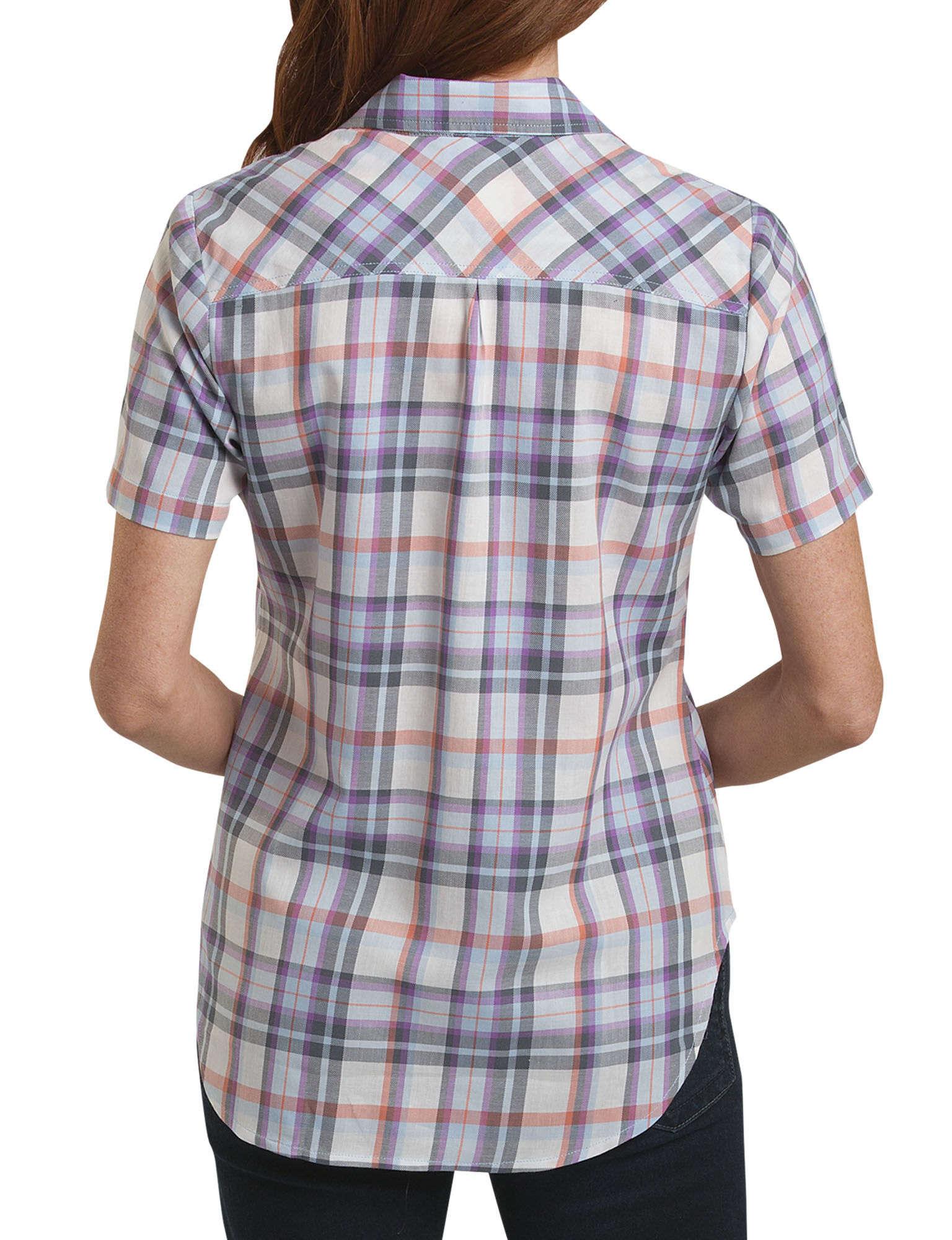 Short Sleeve Plaid Shirt , Blue White Plaid | Womens Tops | Dickies