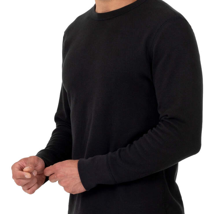 Men's Heavyweight Long Johns Thermal Underwear Top - Black (BK) image number 3