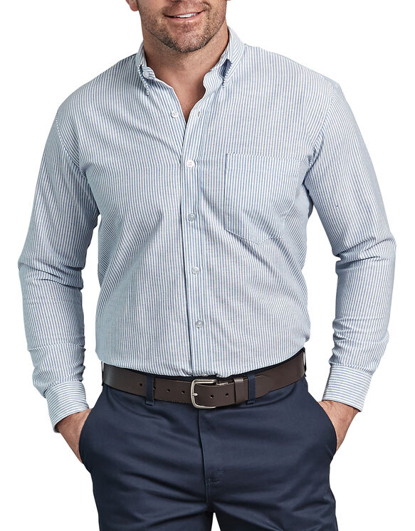 Men S Button Down Oxford Shirt Blue White Stripe 15 5 Long