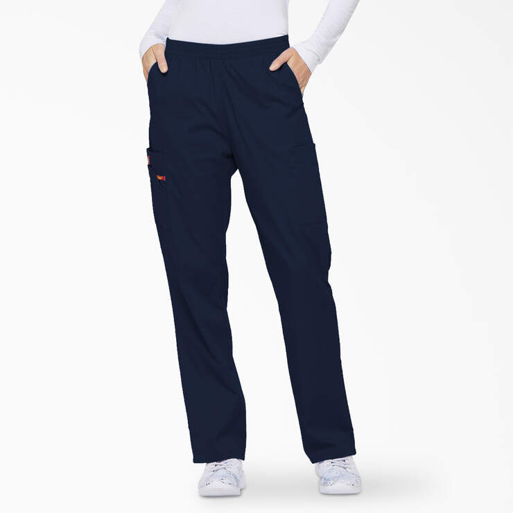 Women's EDS Signature Tapered Leg Cargo Scrub Pants - Navy Blue (NVY) image number 1