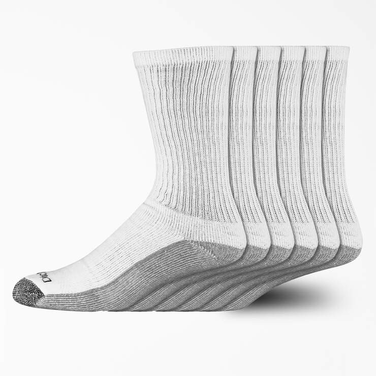 Moisture Control Crew Work Socks, Size 6-12, 6-Pack - White (WH) image number 1
