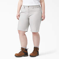 Women's Plus Relaxed Fit Duck Carpenter Shorts, 11" - Rinsed Alloy (RAL)