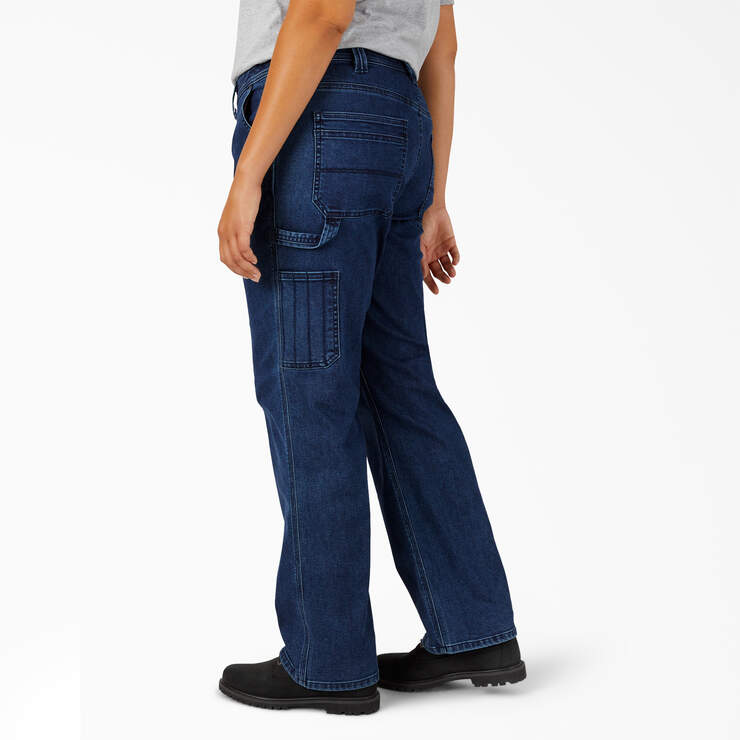 Women's Plus Denim Carpenter Jeans - Stonewashed Dark Blue (DSW) image number 3