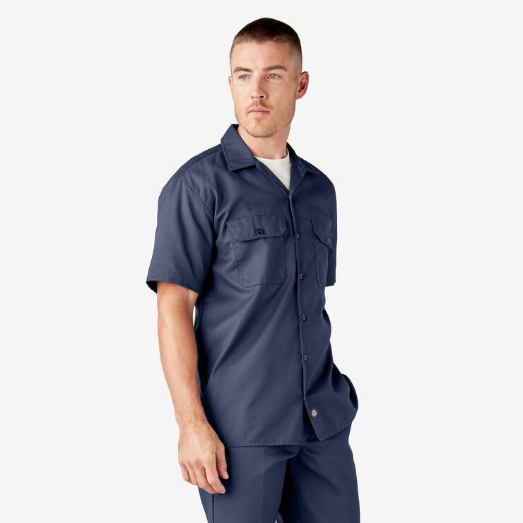 Short Sleeve Work Shirt - Navy Blue (NV) image number 4