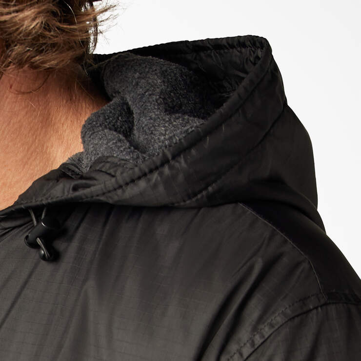 Fleece Lined Nylon Hooded Jacket - Black (BK) image number 12