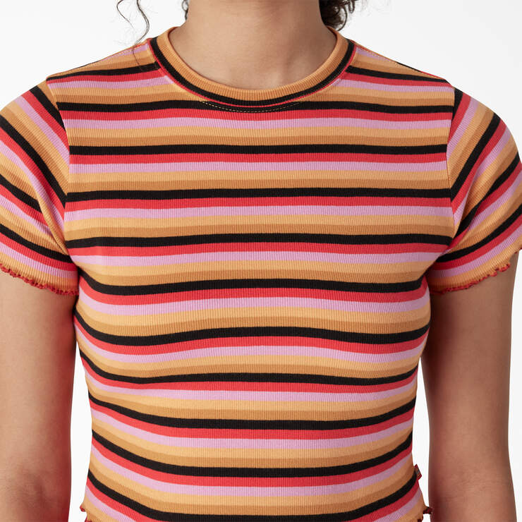Women's Striped Cropped Baby T-Shirt - Orange Explorer Stripe (AXS) image number 5
