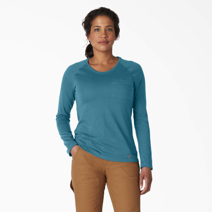 Women's Cooling Long Sleeve Pocket T-Shirt - Deep Sky (ESD) image number 1