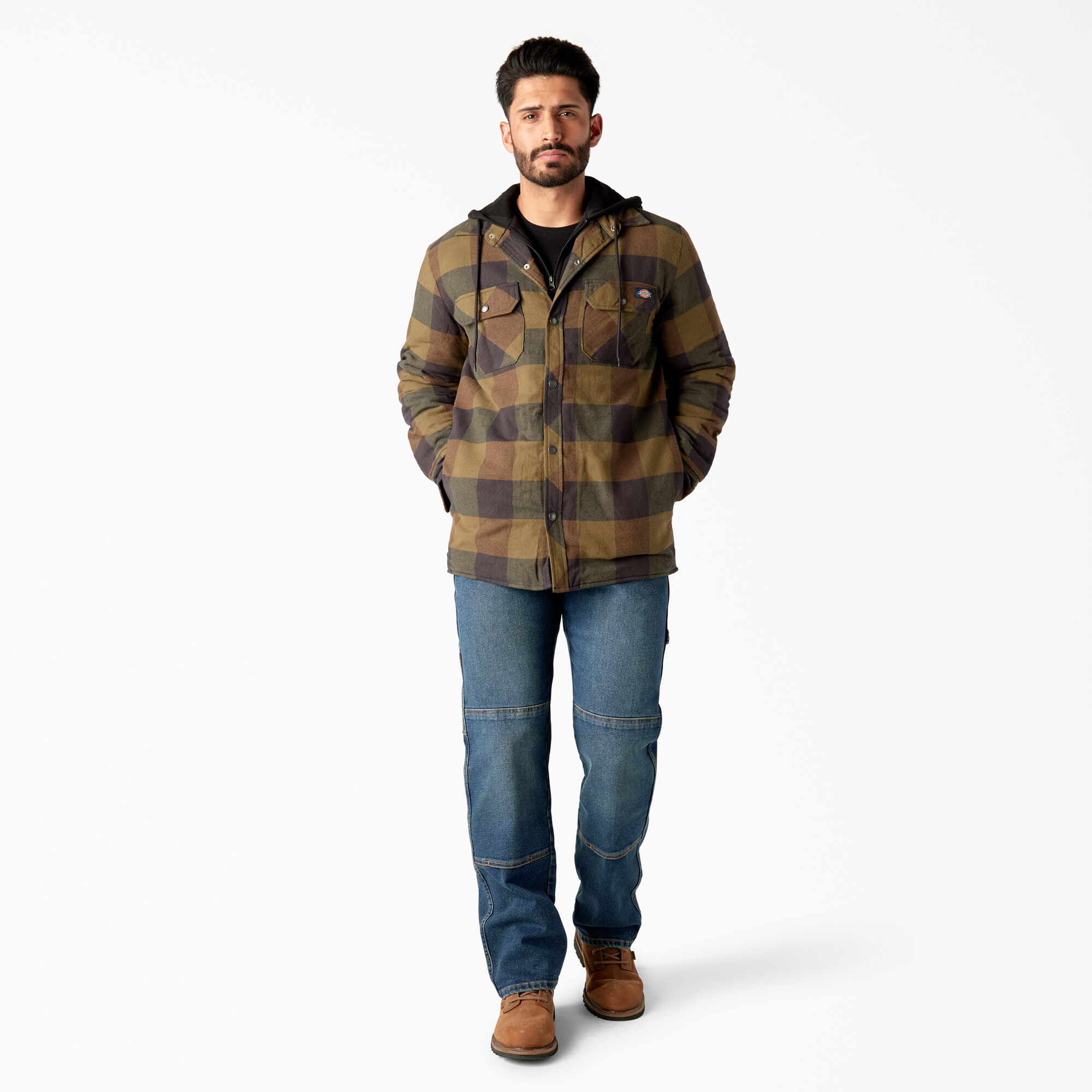 Men s Flannel Hooded Shirt Jacket Dickies US