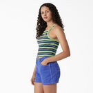Women&#39;s Rib Knit Cropped Tank Top - Apple Mint Summer Fair Stripe &#40;ASM&#41;