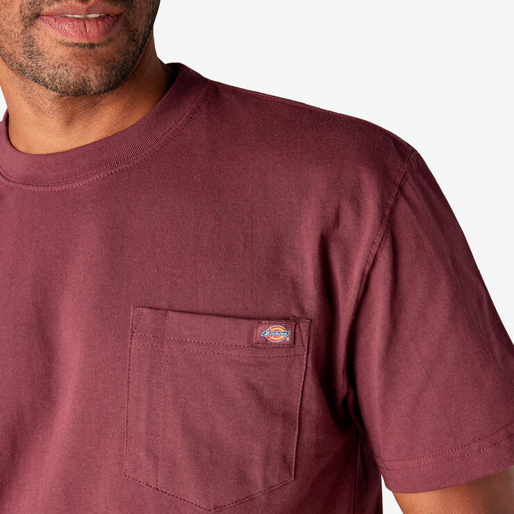 Heavyweight Short Sleeve Pocket T-Shirt - Burgundy (BY) image number 13