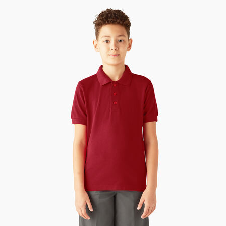 Kids&#39; Piqu&eacute; Short Sleeve Polo, 4-20 - English Red &#40;ER&#41;